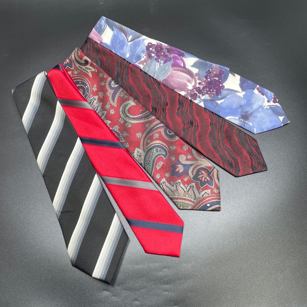Van Heusen Necktie Lot of 5 Mens Multicolor Silk Polyester Mixed Patterns